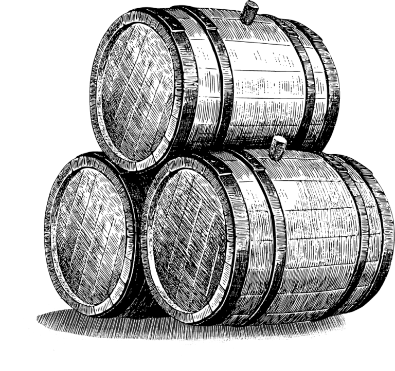 illustrated picture of whiskey barrels